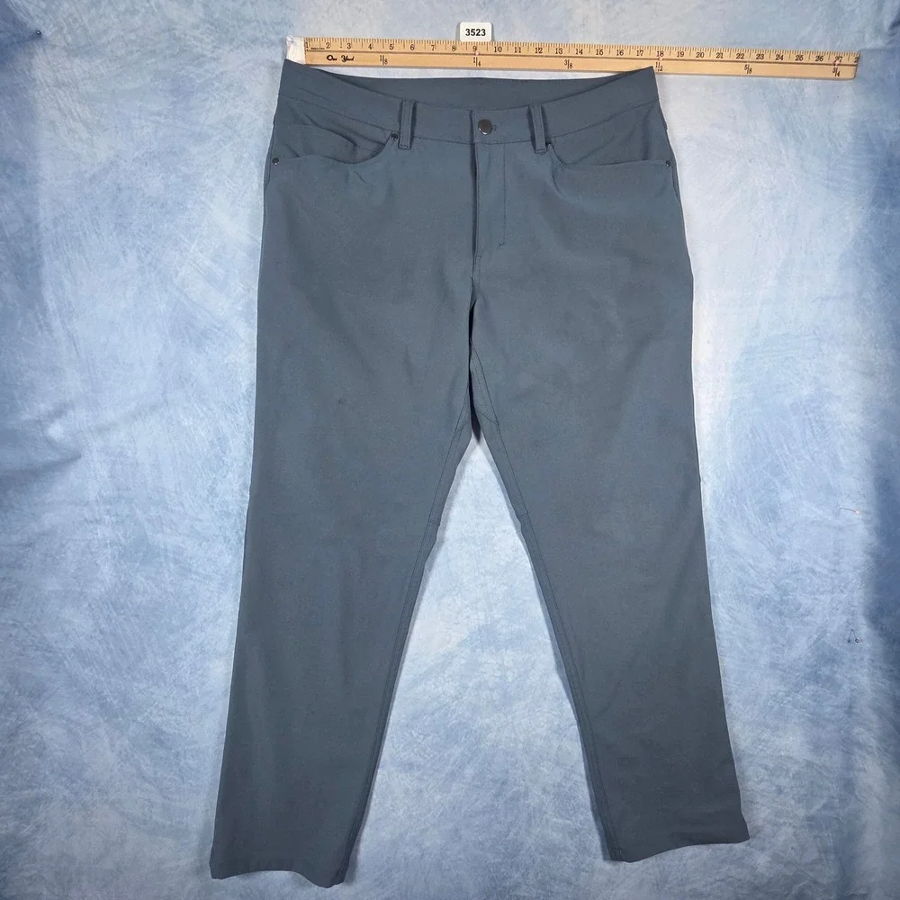 Lululemon ABC Pant Slim Fit Warpstreme Slate Blue Grey Mens 35x28 Five Pocket